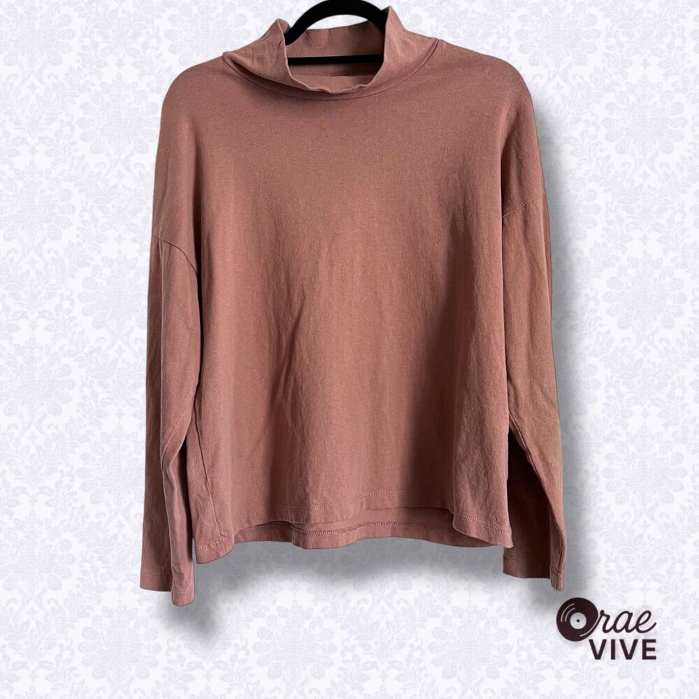 Madewell Mockneck Top 100% Cotton Blush Size S Sleeve Button Detail